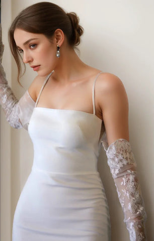 Greece Goddess Spaghetti-straps Stretchy Satin Wedding Dress