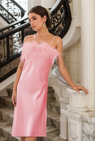 Luxury Ostrich Feather Silky Satin Long Nightgown Robe