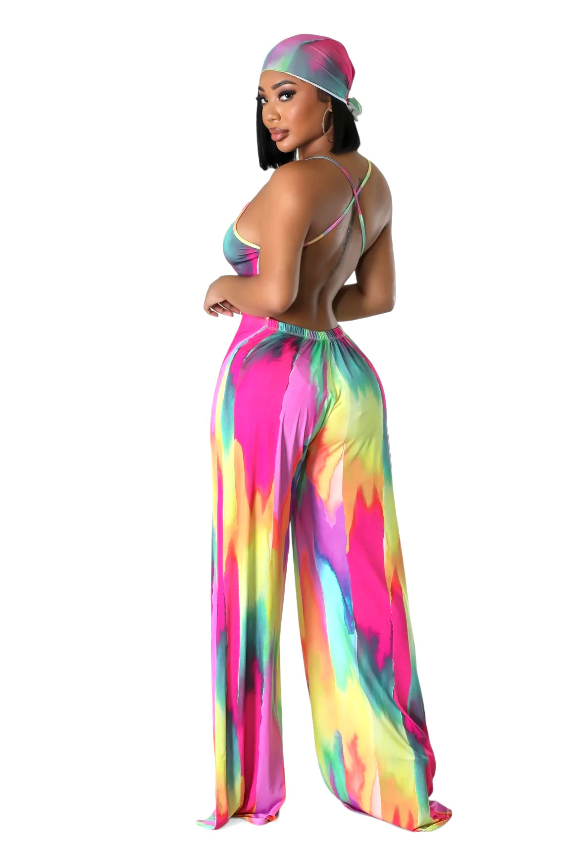 Abstract Paint Pattern  Jumpsuit with Criss Cross Back