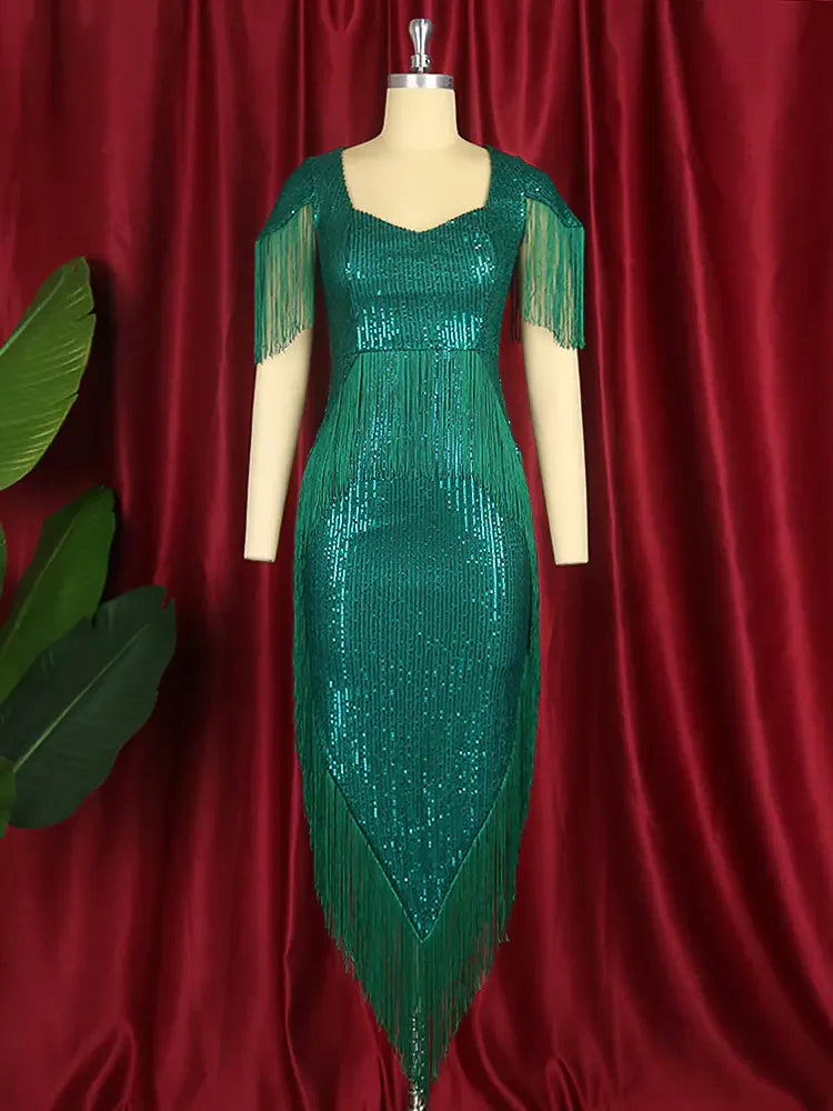 Plus Size Long Dress with Sequins