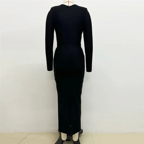 Roxbury Fashionable Long Sleeved Slim Fit Temperament Maxi Dress
