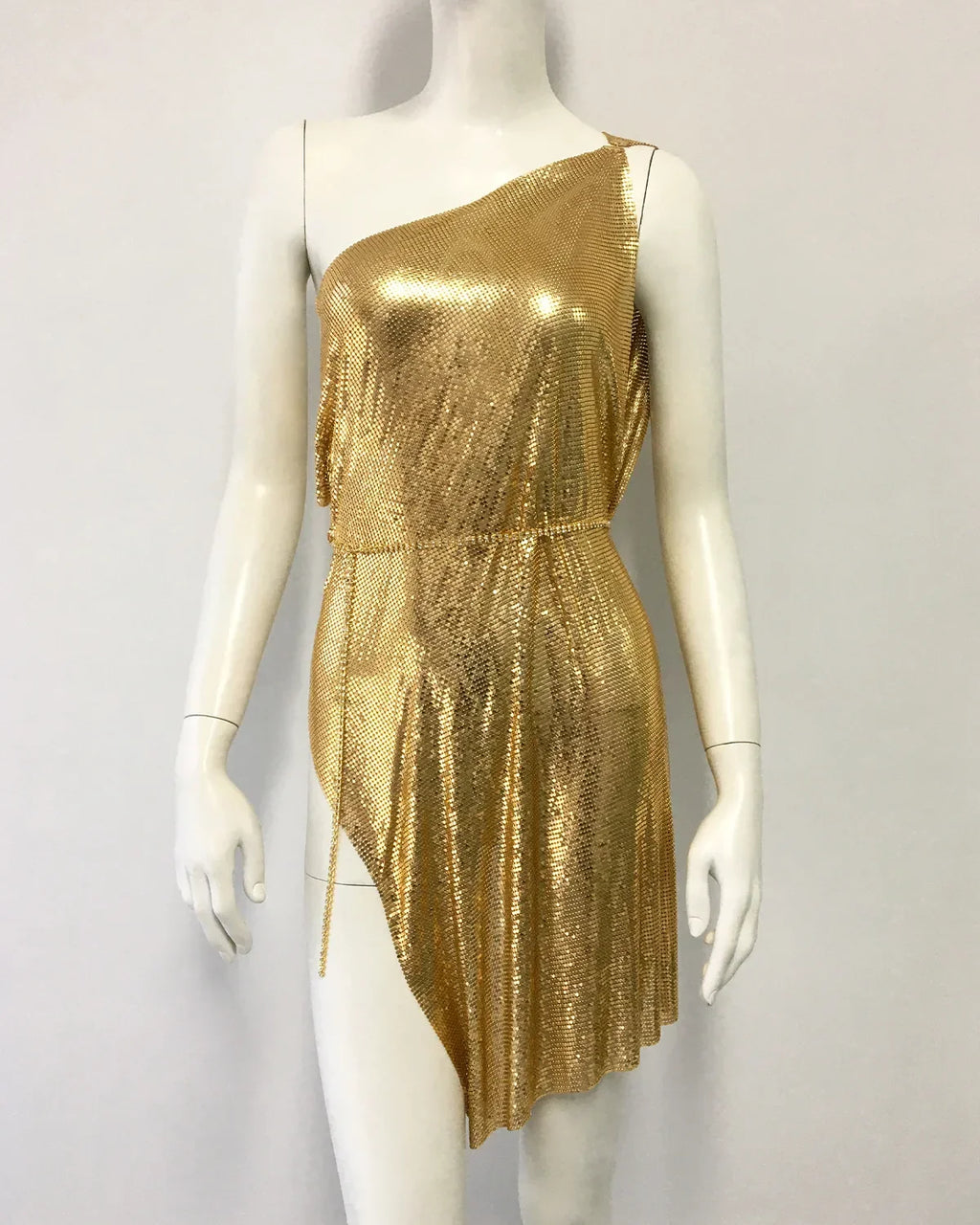 Drexel Hill Metal Fashion Oblique Collar Sequin Slip Anti-Wrinkle Mini Dress