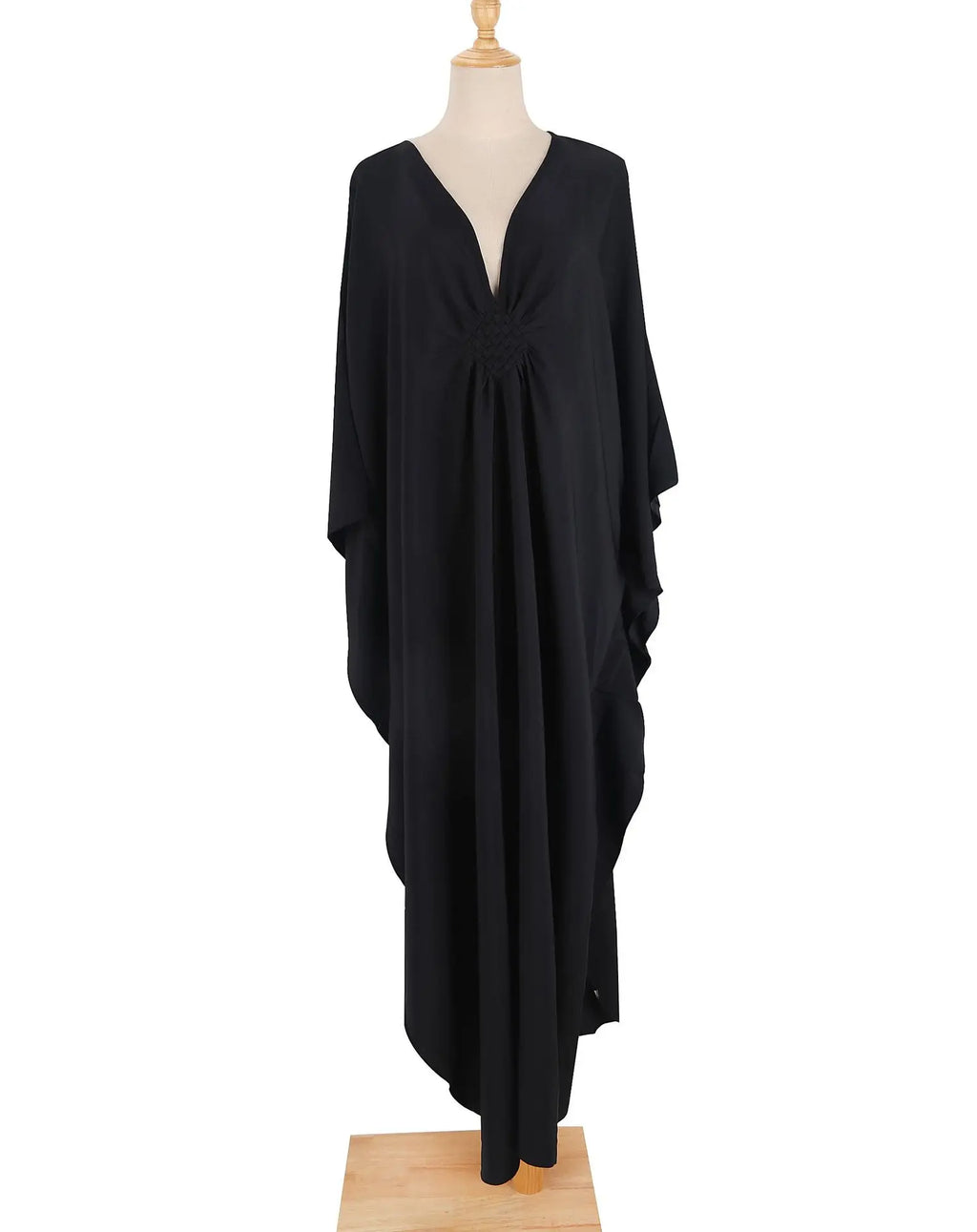 Plaza Plus Size Caftan Solid Color Plus Size Beach V Neck Cover Up Loose Soft Kaftan Dress