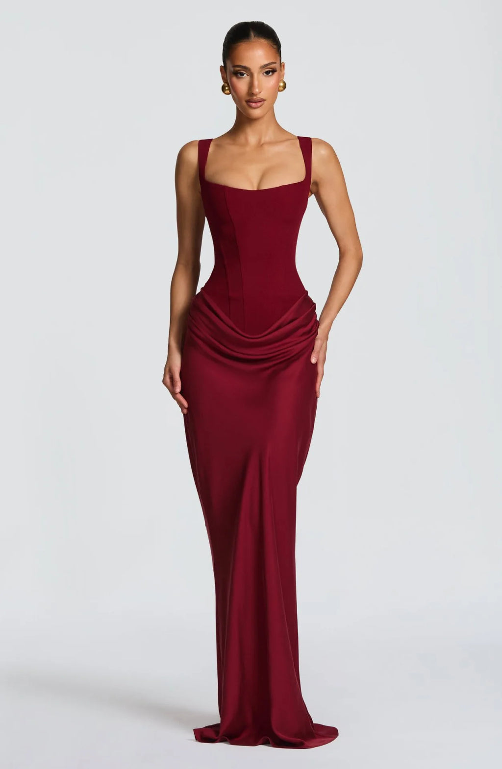 Bullshead Elegant Lady Pleated Sling Solid Sleeveless Off Shoulder Waist Dress