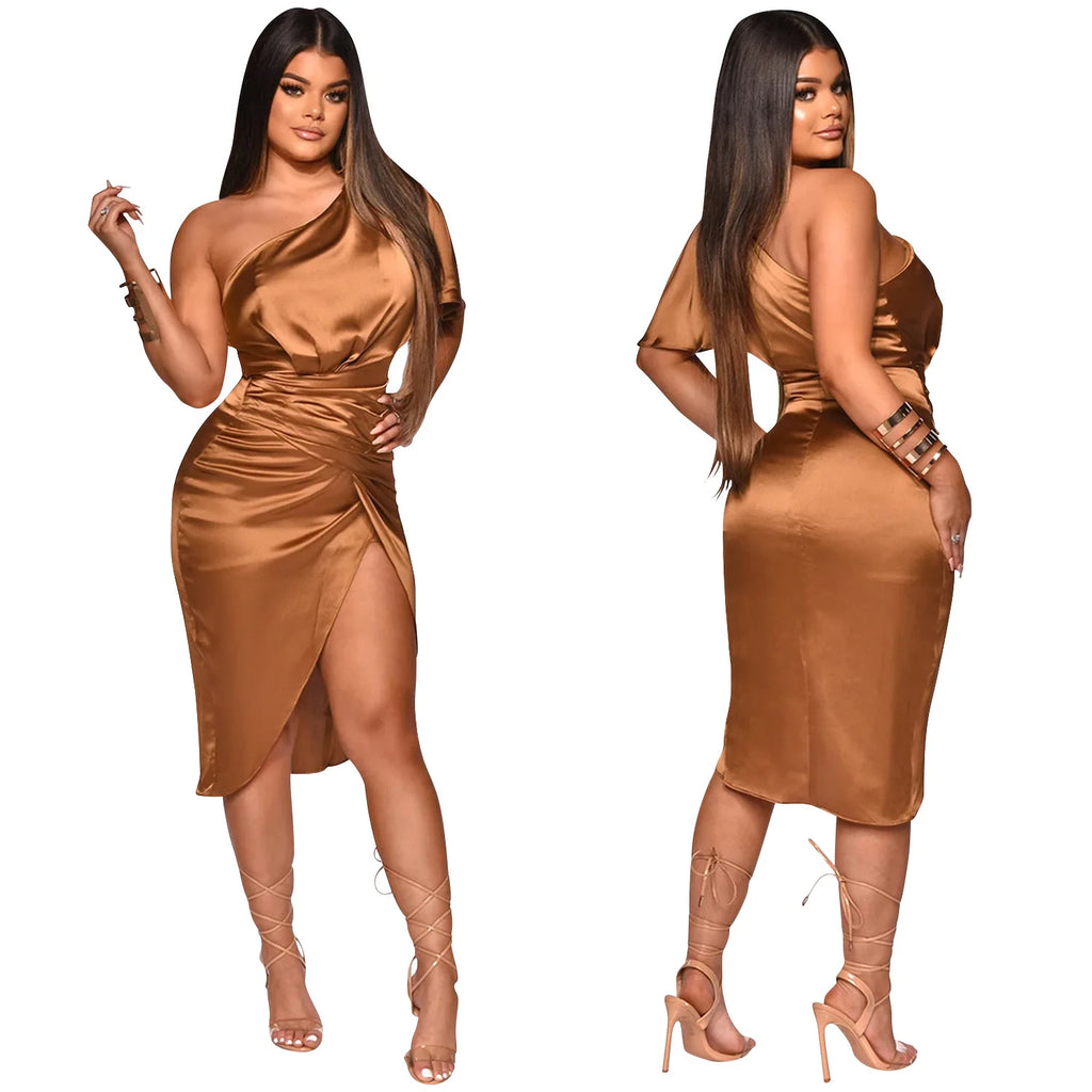 Ross Corner Plus Size Elegant One-shoulder Bodycon Evening Bridesmaid Dress