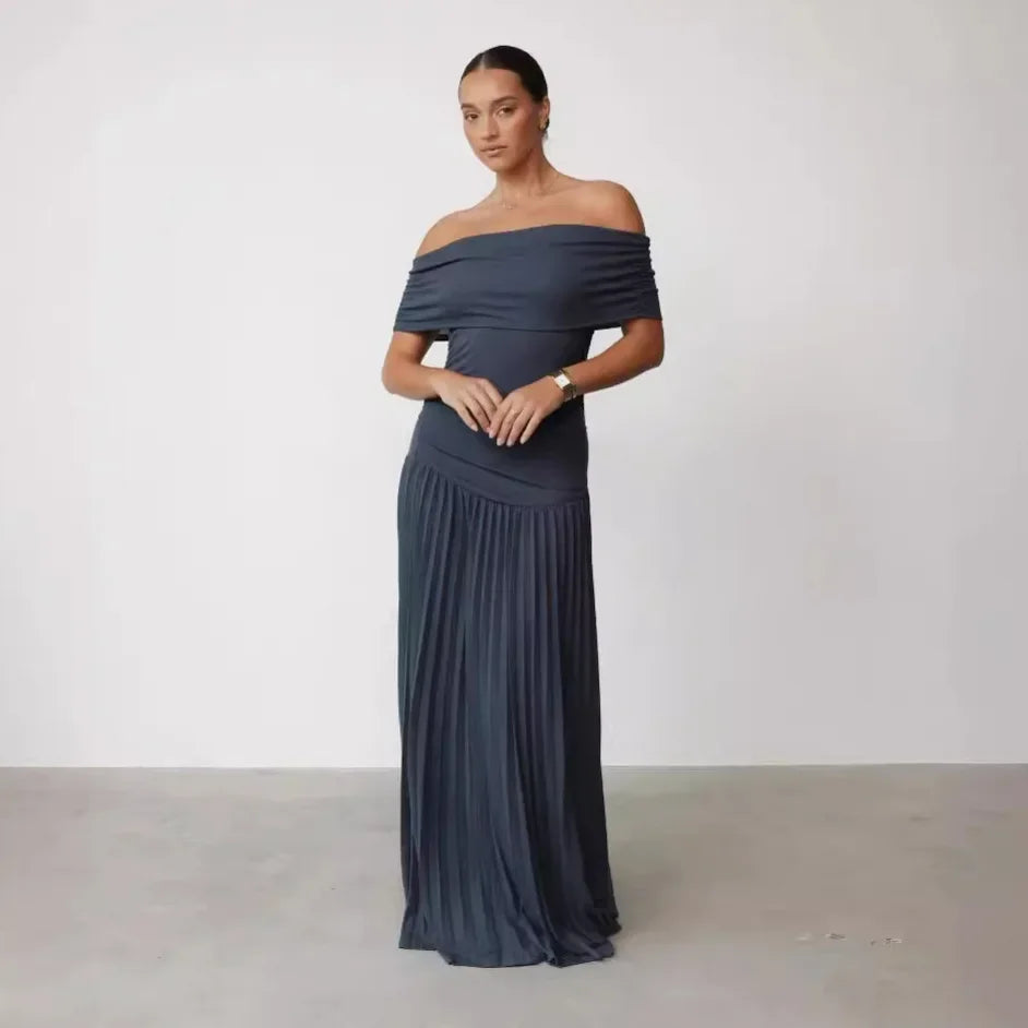 Bergoo Versatile Dress One Shoulder Elegant Casual Formal Sleeveless Dress