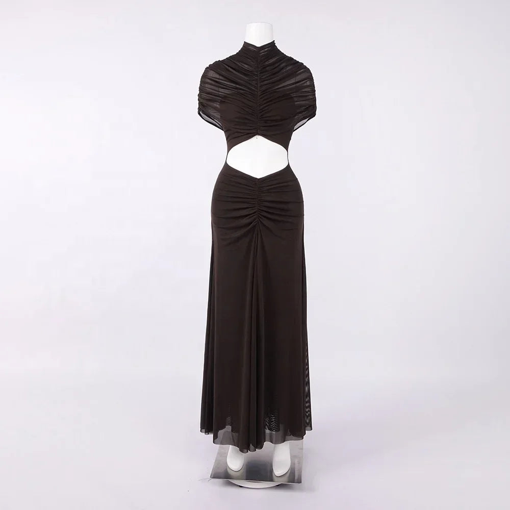 Aberdeen Elegant Hollow-out Pleated Mesh Evening Party Dress
