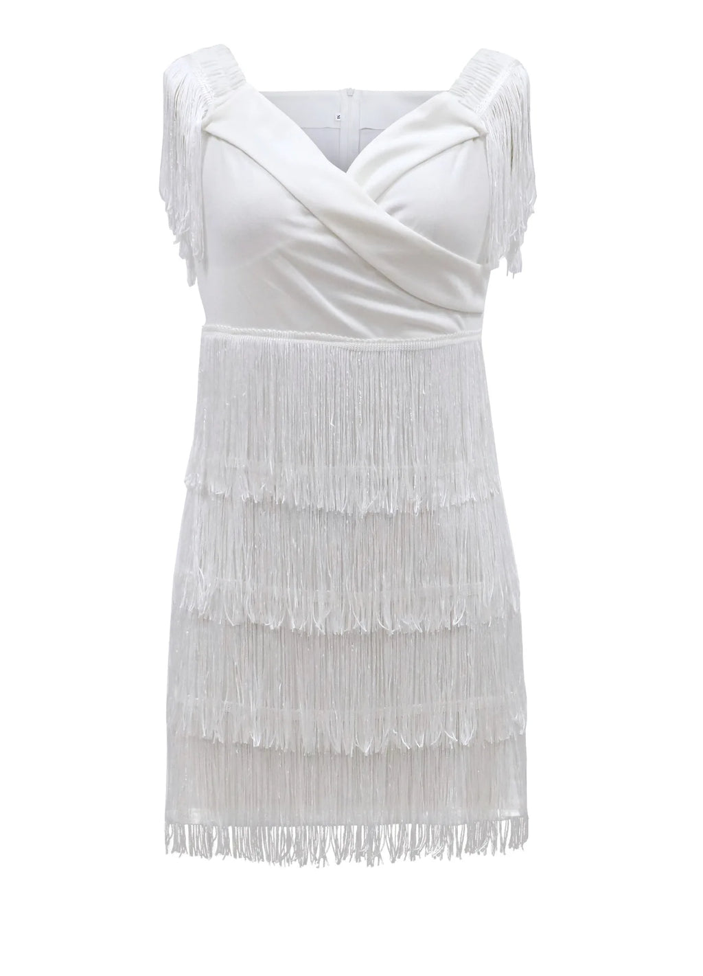 Seattle Solid Slash Neck Sleeveless Empire Tassel Sheath Mini Dress