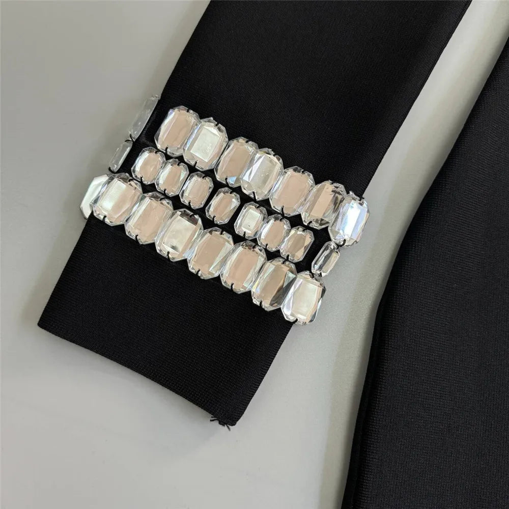 Wharton Sexy Off the Shoulder Bandage Beading Diamond Evening Elegant Dress