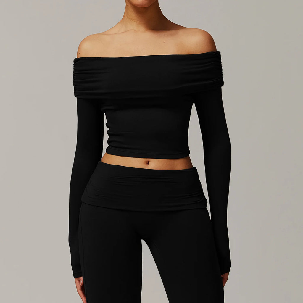 Julia Outdoor Sports One-shoulder Long-sleeved Two Piece Sets