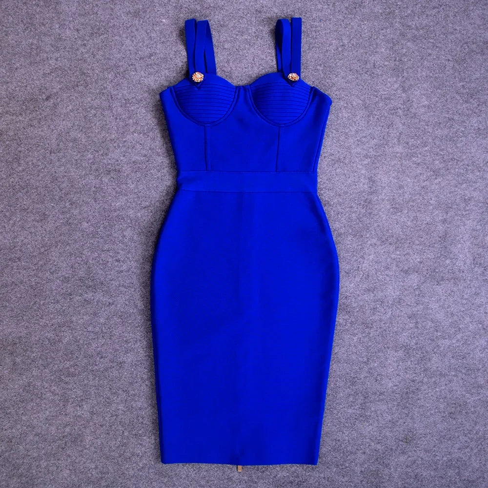 Sarnia Rhinestone Bandage Evening Date Night Maxi Spaghetti Strap Dress
