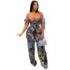 Kingston Solid Vintage Embroidered Drawstring Strapless Wide Leg Two Piece Set