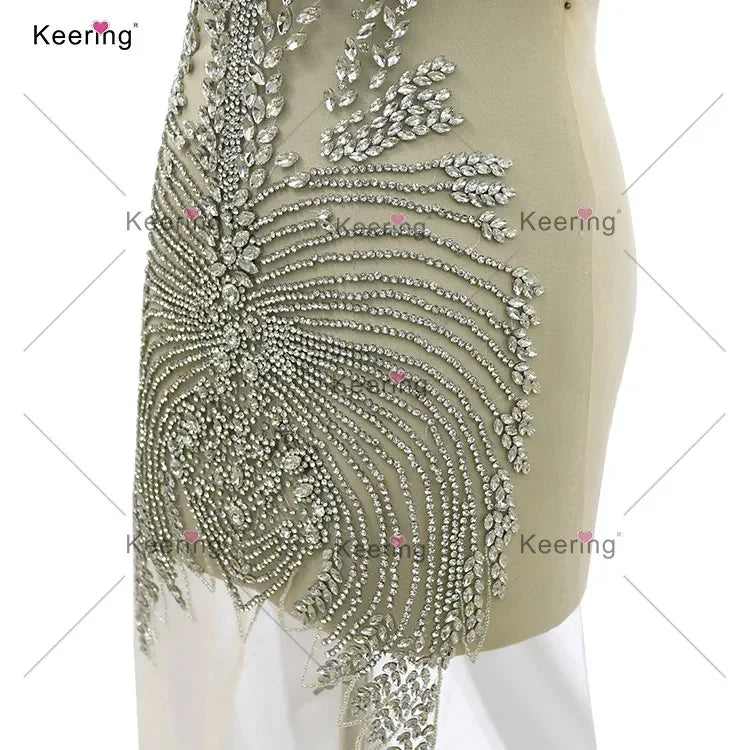Oakland Gold Shiny Rhinestone Beaded Patch Embellishments Crystal Bridal Rhinestone Dress