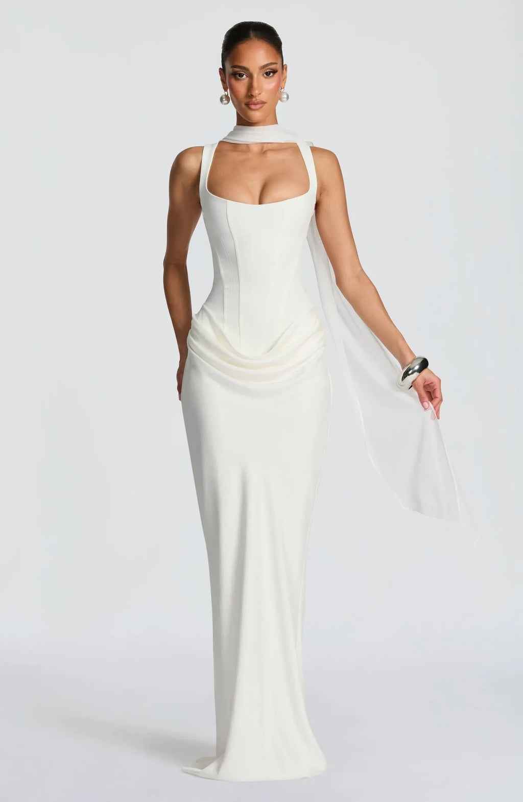 Bullshead Elegant Lady Pleated Sling Solid Sleeveless Off Shoulder Waist Dress