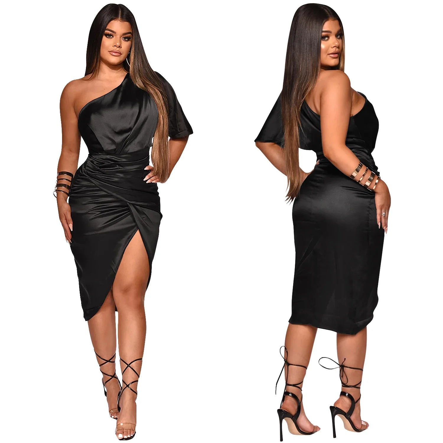 Ross Corner Plus Size Elegant One-shoulder Bodycon Evening Bridesmaid Dress