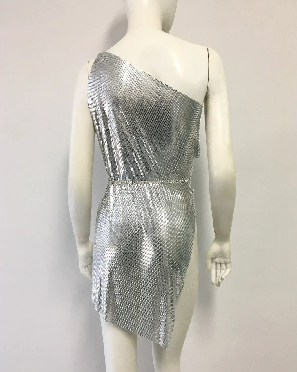 Drexel Hill Metal Fashion Oblique Collar Sequin Slip Anti-Wrinkle Mini Dress