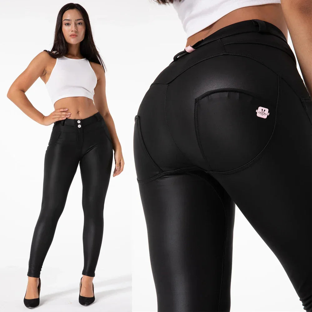 Paterson Faux Leather Pencil Pants Streetwear Slim Fit Trousers
