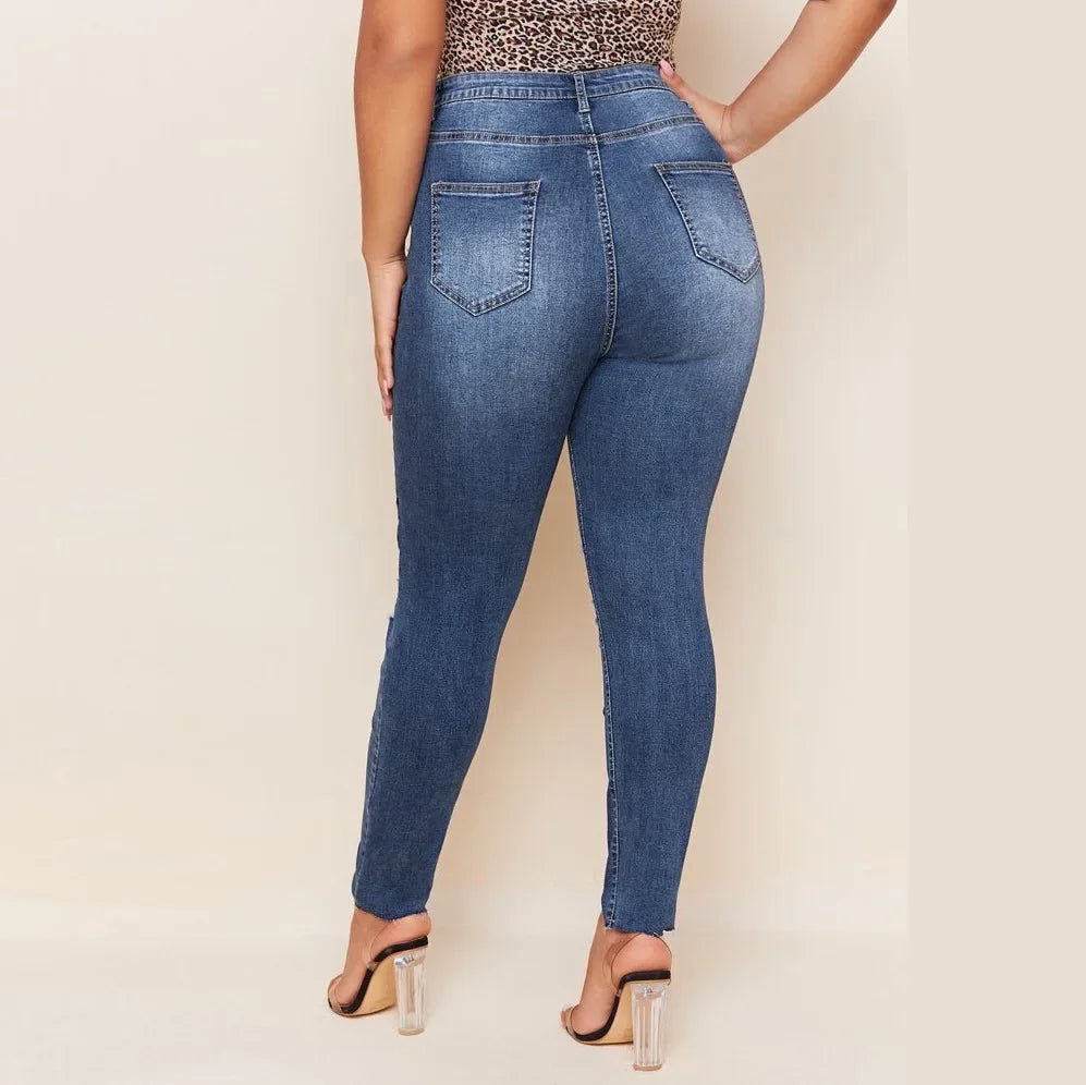 Berwick Casual Vintage Skinny Ripped Denim Trousers