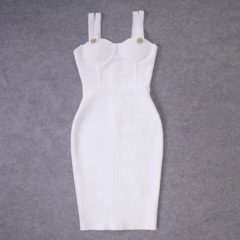 Sarnia Rhinestone Bandage Evening Date Night Maxi Spaghetti Strap Dress