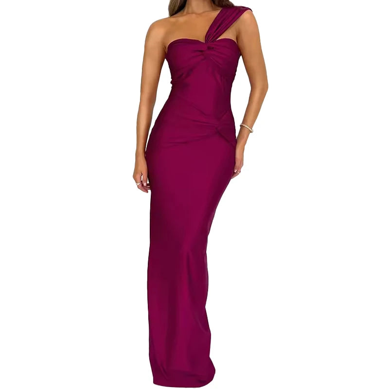 Glasser One Shoulder Sultry Elegant Slim Fit Evening Formal Gown Dress