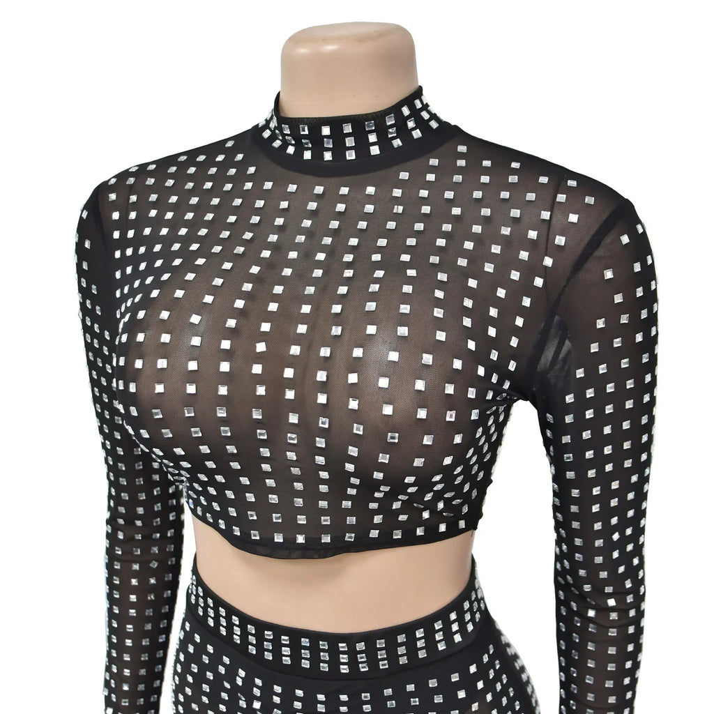 Flanders Clubwear Diamond Print Stunning Long Slim Set