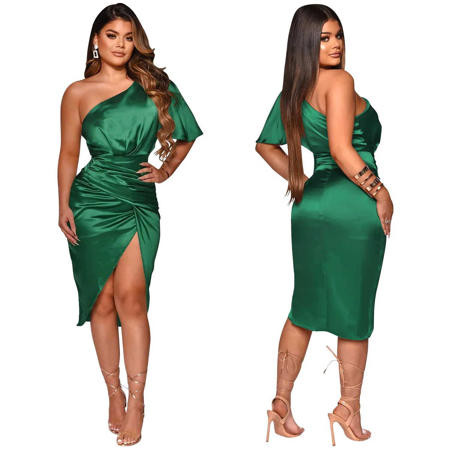 Ross Corner Plus Size Elegant One-shoulder Bodycon Evening Bridesmaid Dress