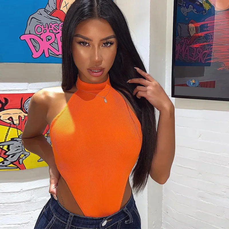 Stonebridge Sexy High Street Neon Bodysuits Summer Colorful Sleevelss Backless Tops