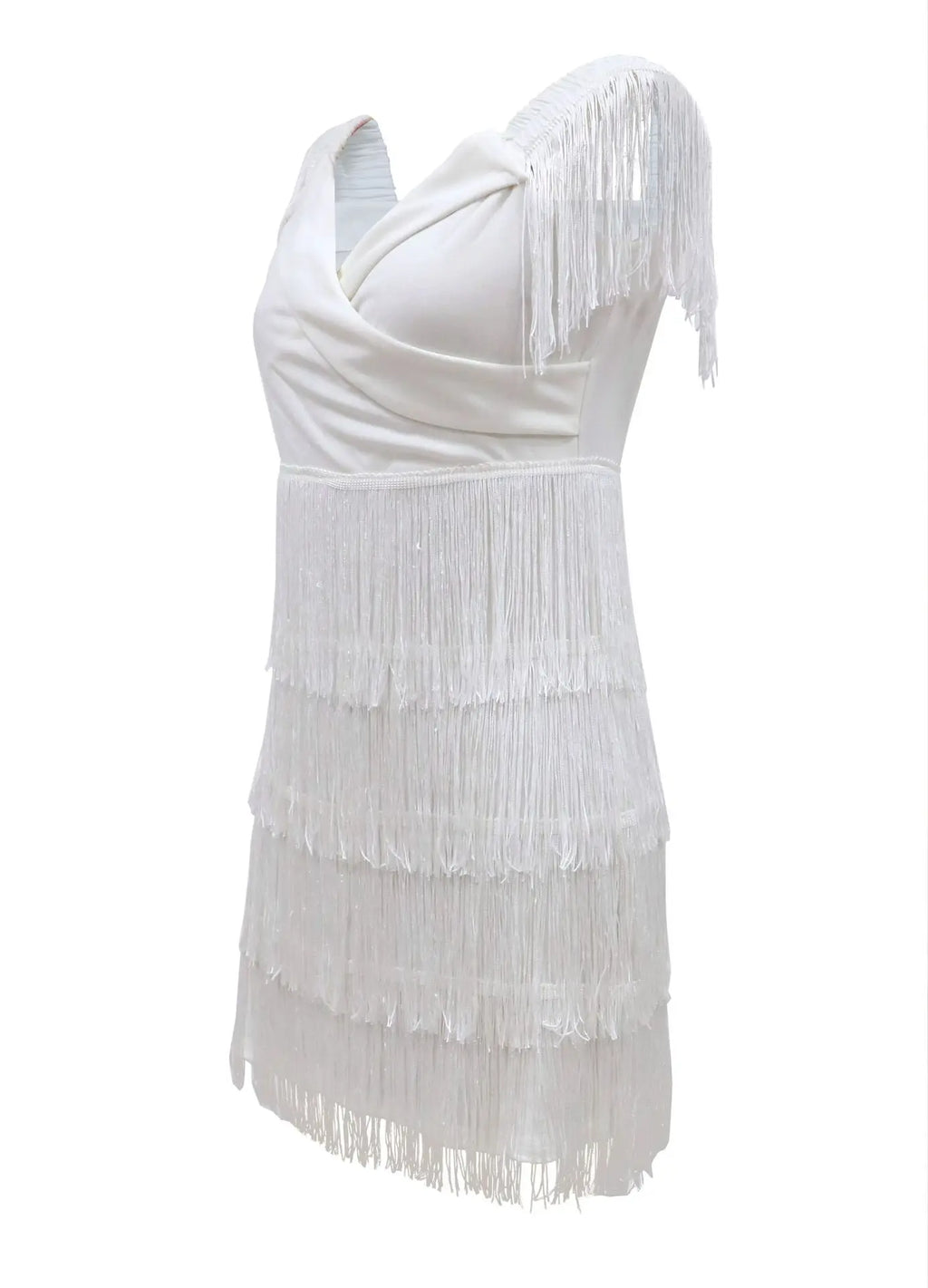 Seattle Solid Slash Neck Sleeveless Empire Tassel Sheath Mini Dress