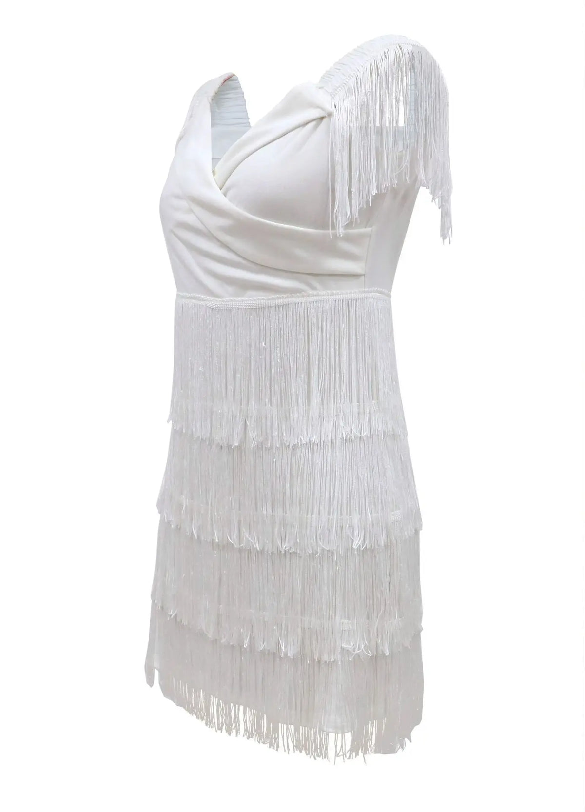 Seattle Solid Slash Neck Sleeveless Empire Tassel Sheath Mini Dress