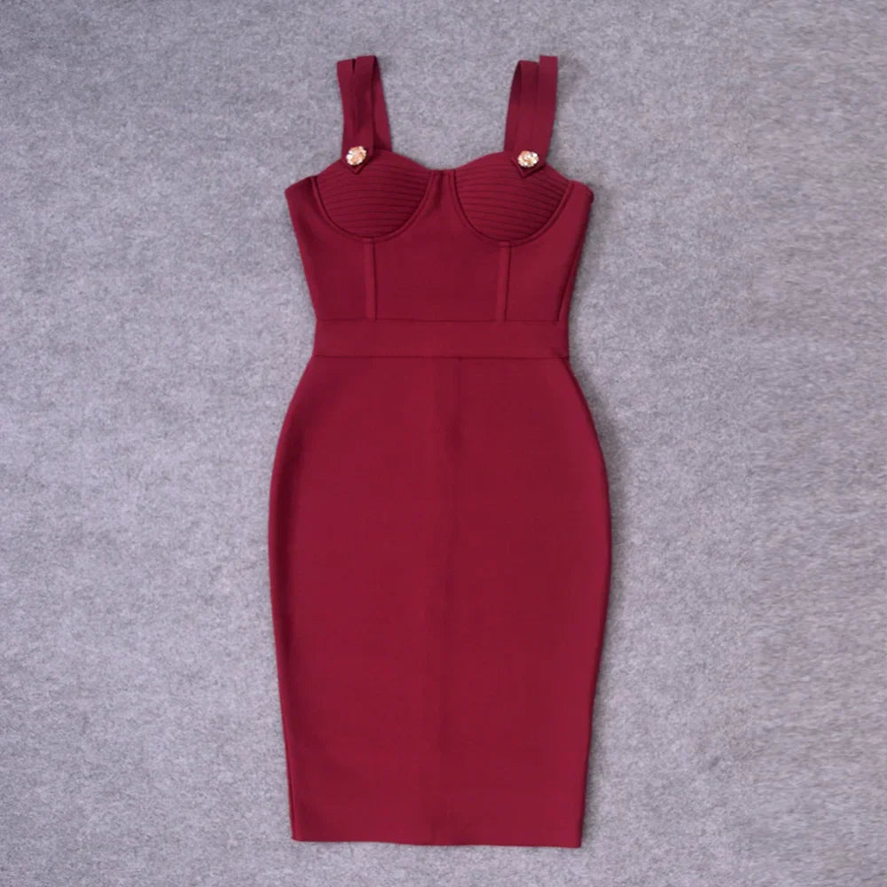 Sarnia Rhinestone Bandage Evening Date Night Maxi Spaghetti Strap Dress