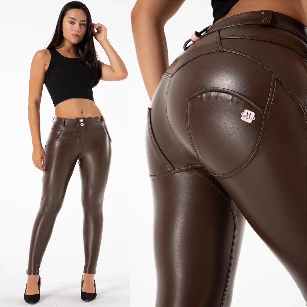 Paterson Faux Leather Pencil Pants Streetwear Slim Fit Trousers