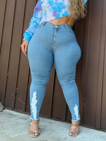 Goshen High Quality Slim Fit Lace Tassel Jeans Plus Size XL Big Butt Lifting