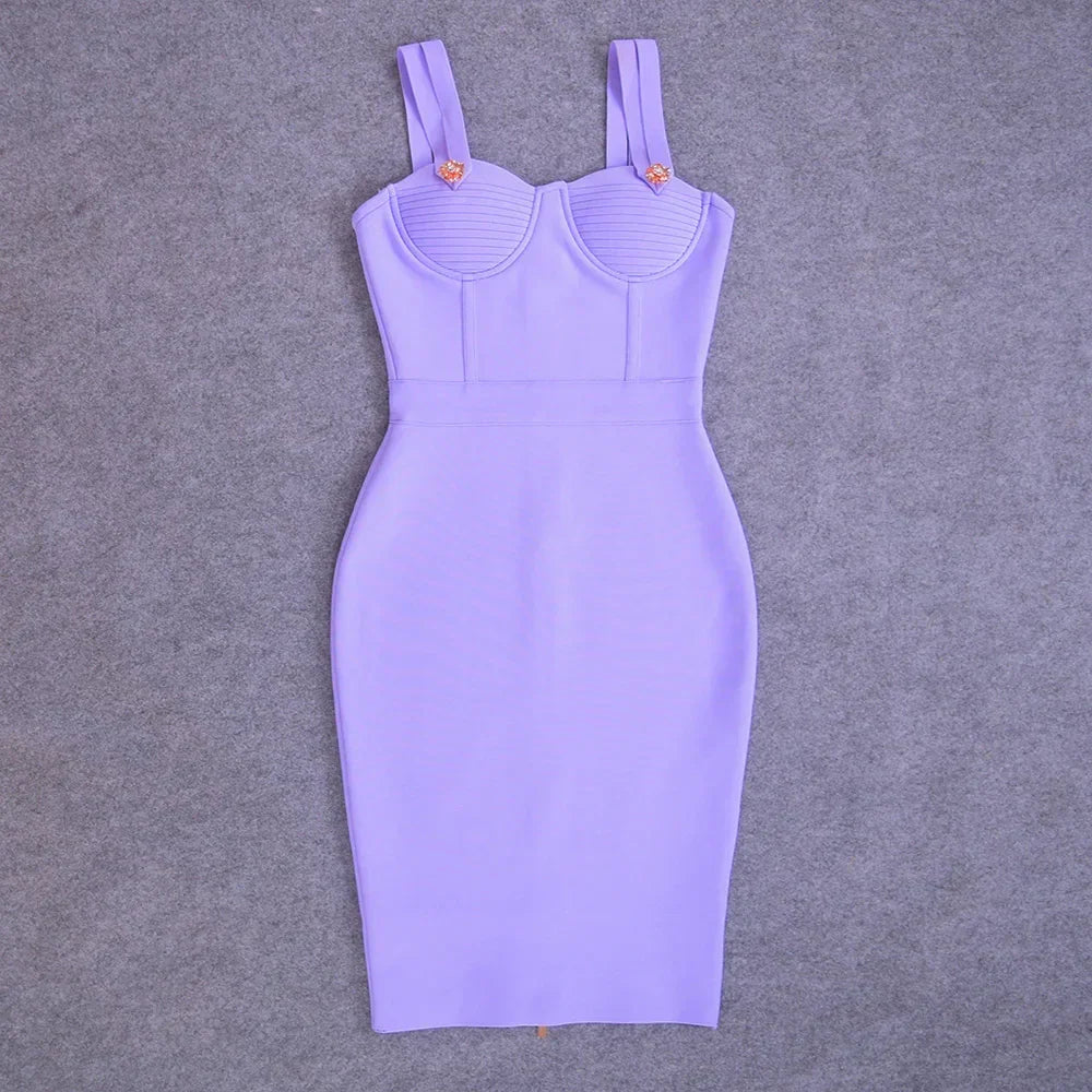 Sarnia Rhinestone Bandage Evening Date Night Maxi Spaghetti Strap Dress