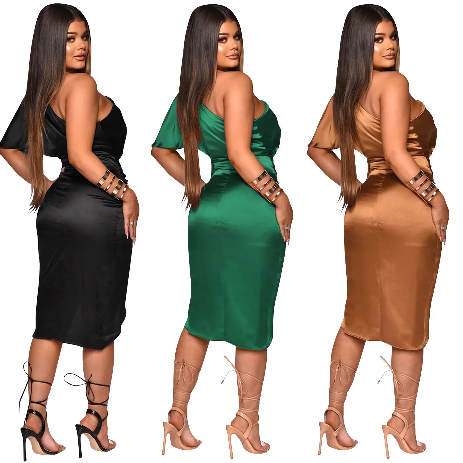 Ross Corner Plus Size Elegant One-shoulder Bodycon Evening Bridesmaid Dress