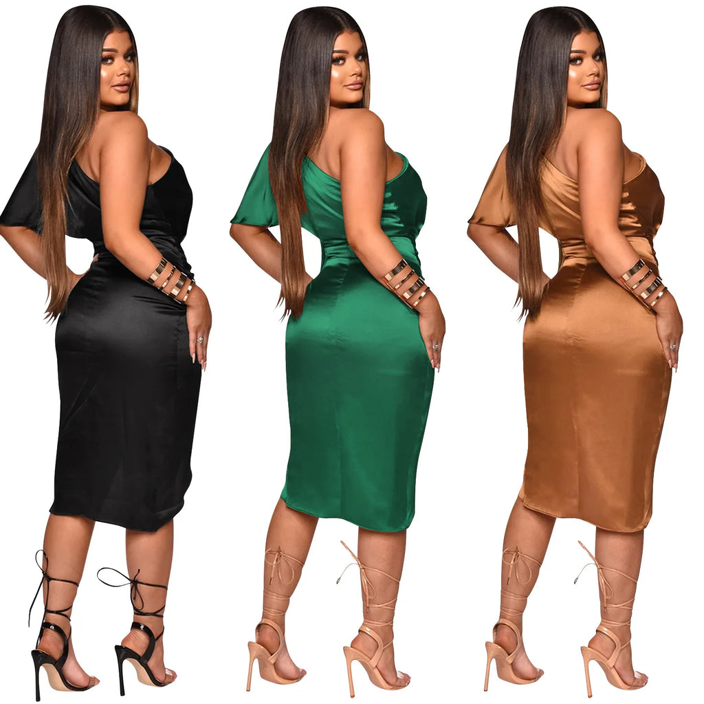Ross Corner Plus Size Elegant One-shoulder Bodycon Evening Bridesmaid Dress