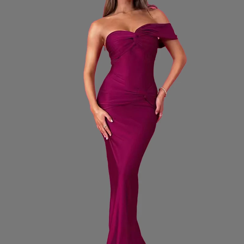 Glasser One Shoulder Sultry Elegant Slim Fit Evening Formal Gown Dress