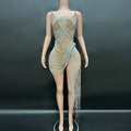 Bethel Park Bling Laser Diamond Fringed Stunning Stage Dress