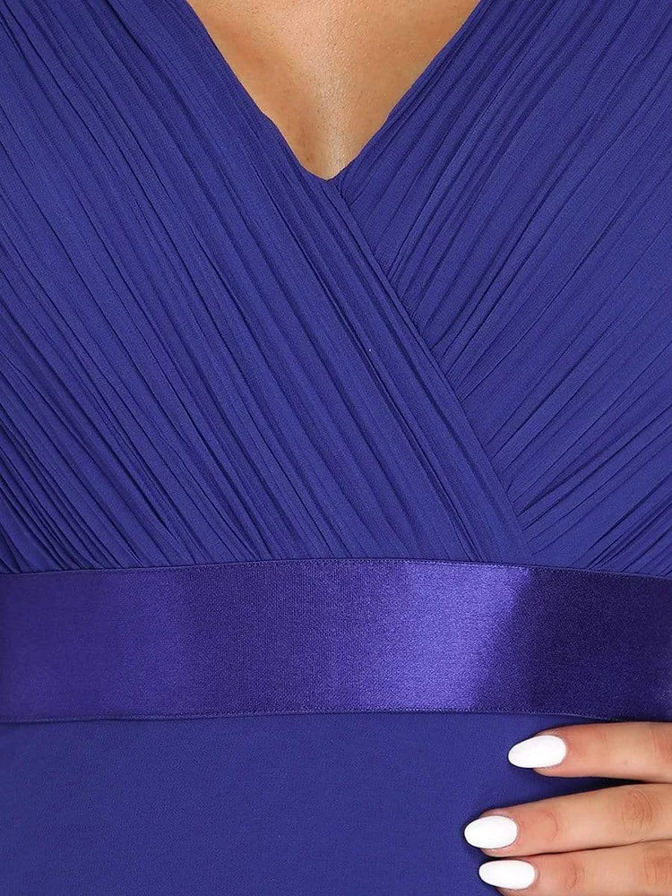 Detroit Plus Size Evening Long Elegant A Line V Neck Ruffles Chiffon Formal Dress