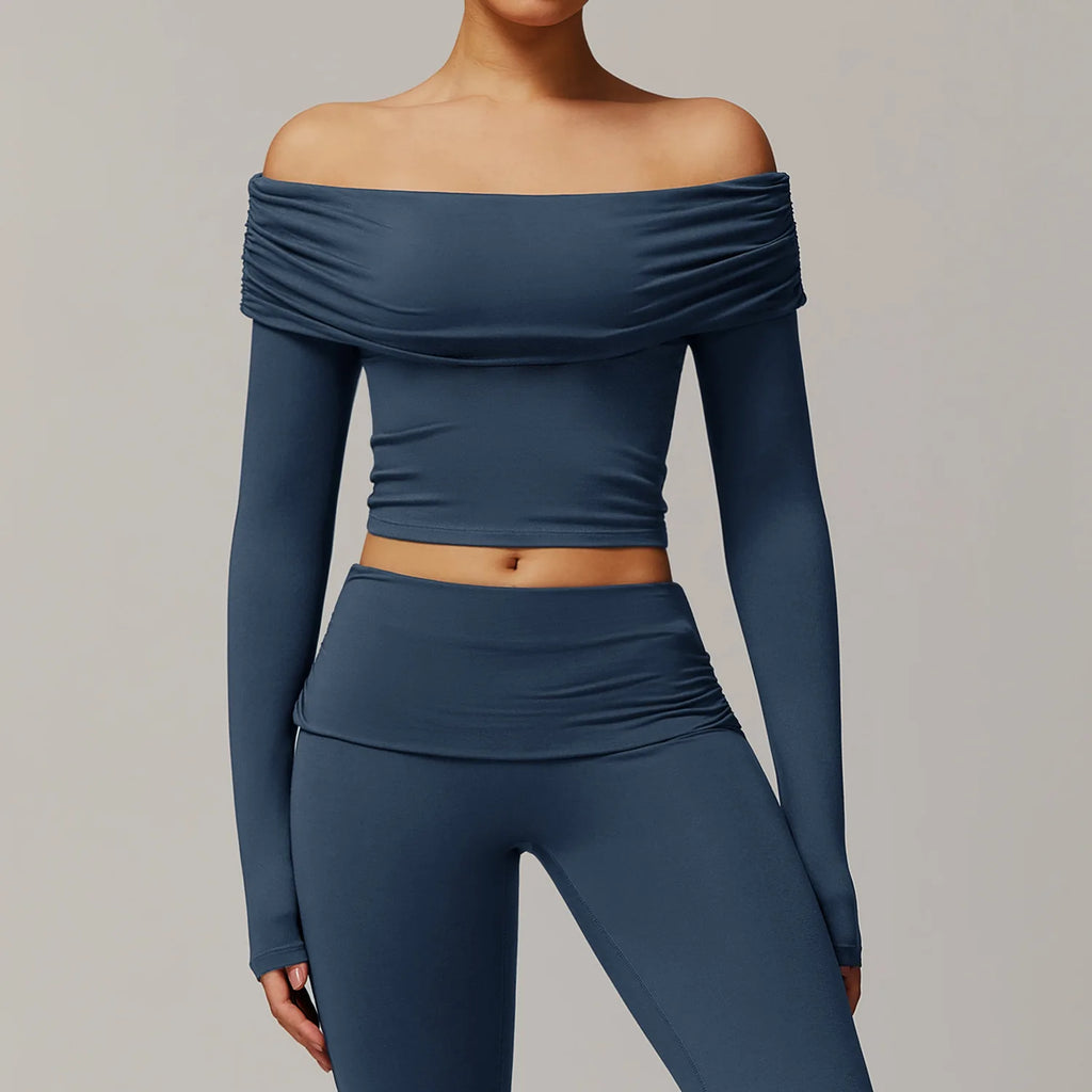 Julia Outdoor Sports One-shoulder Long-sleeved Two Piece Sets