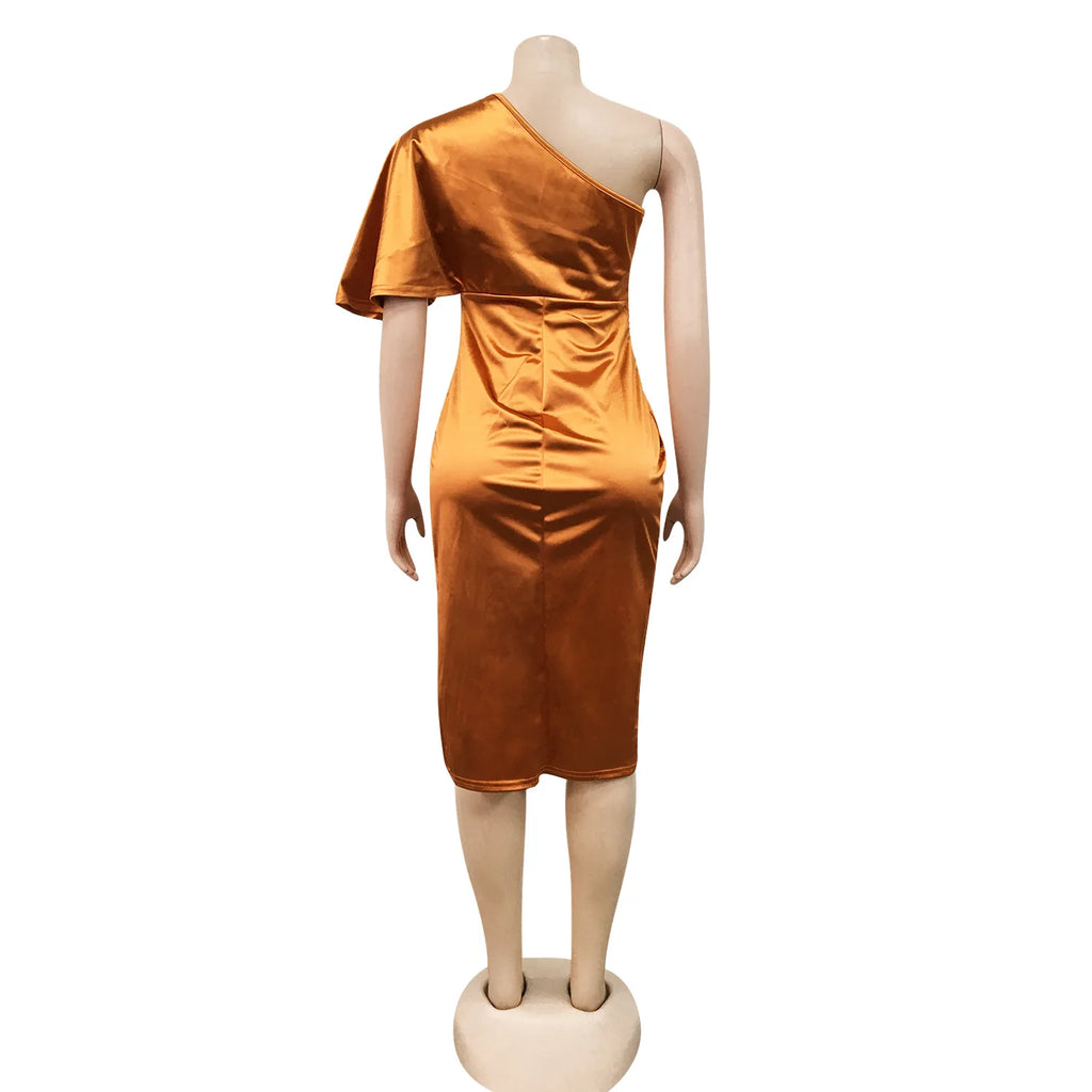 Ross Corner Plus Size Elegant One-shoulder Bodycon Evening Bridesmaid Dress