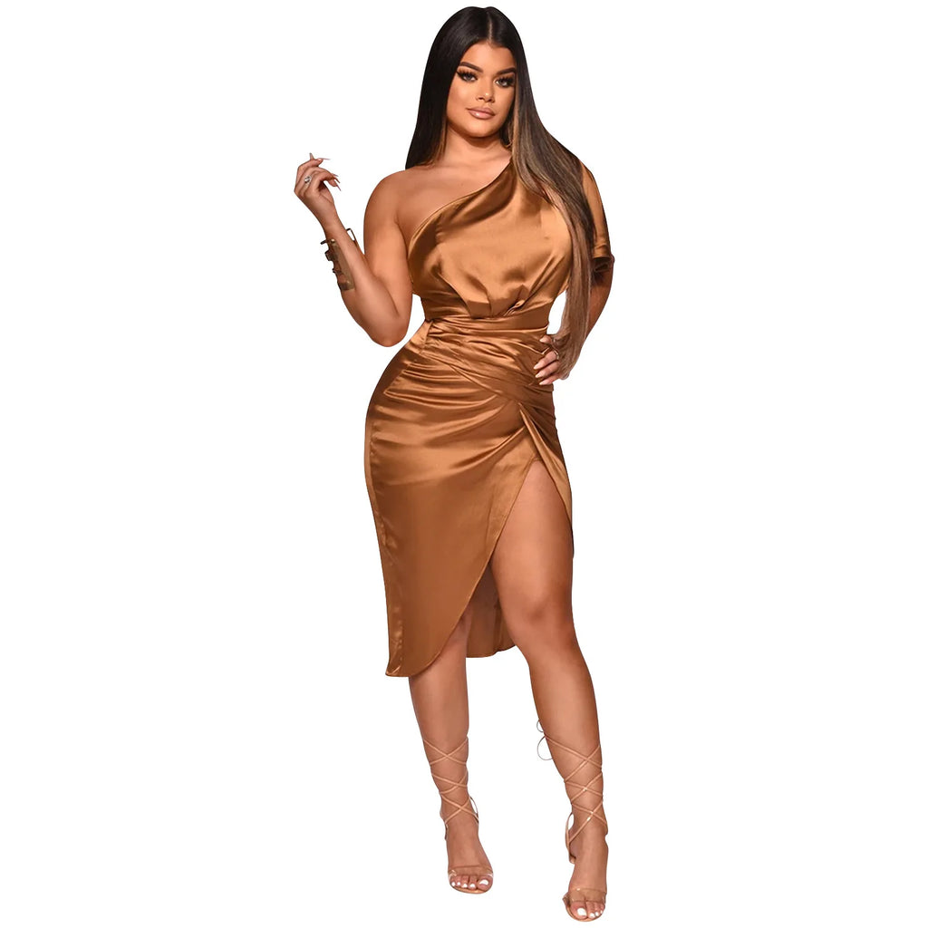Ross Corner Plus Size Elegant One-shoulder Bodycon Evening Bridesmaid Dress