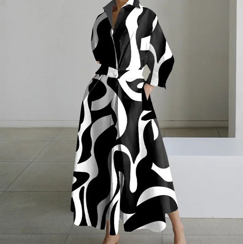 Sutton Manor Casual Long Sleeve Elastic Waist Printed