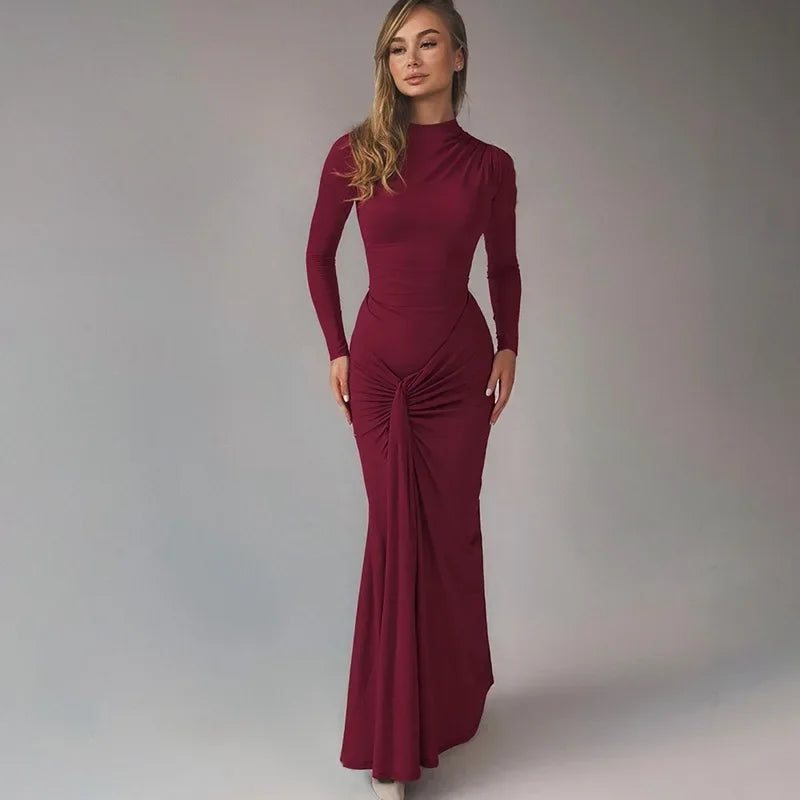 Colora Long Sleeve Bandage Bodycon Elegant Twist Party Dress