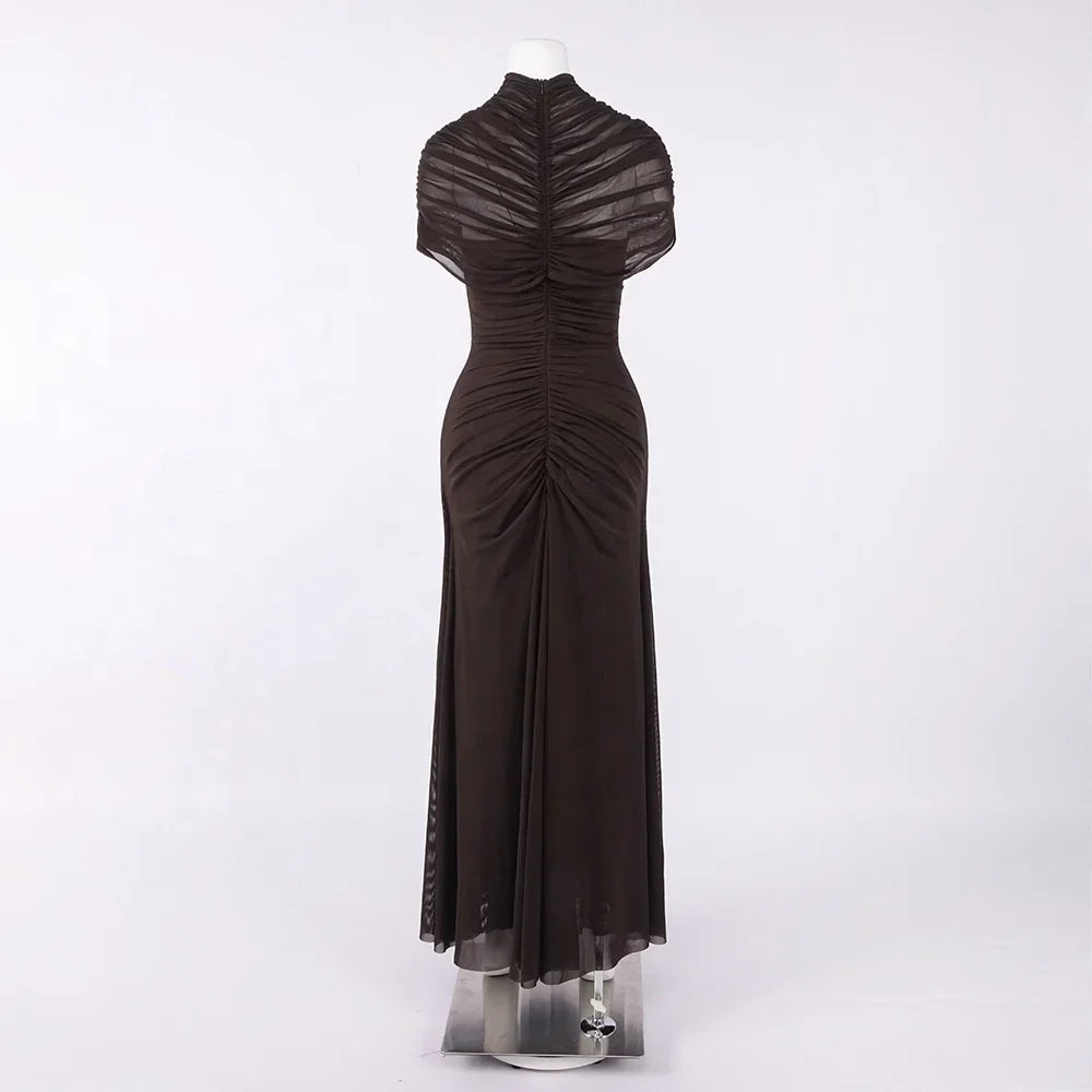 Aberdeen Elegant Hollow-out Pleated Mesh Evening Party Dress