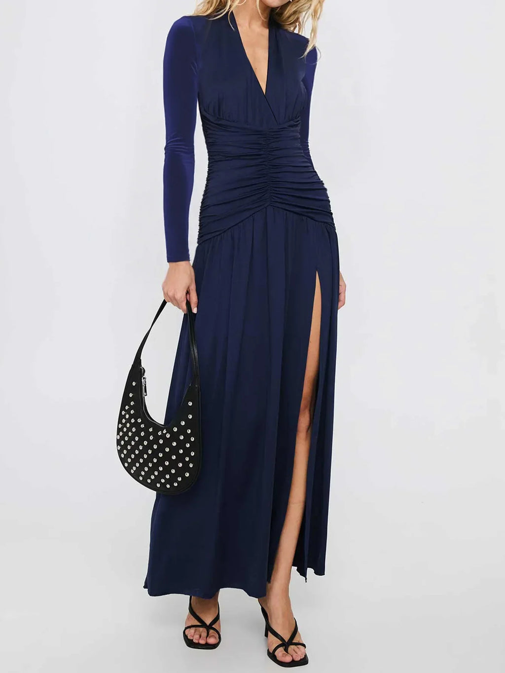Perryville Vintage Mandarin Collar Regular Sleeves Long Maxi Dress