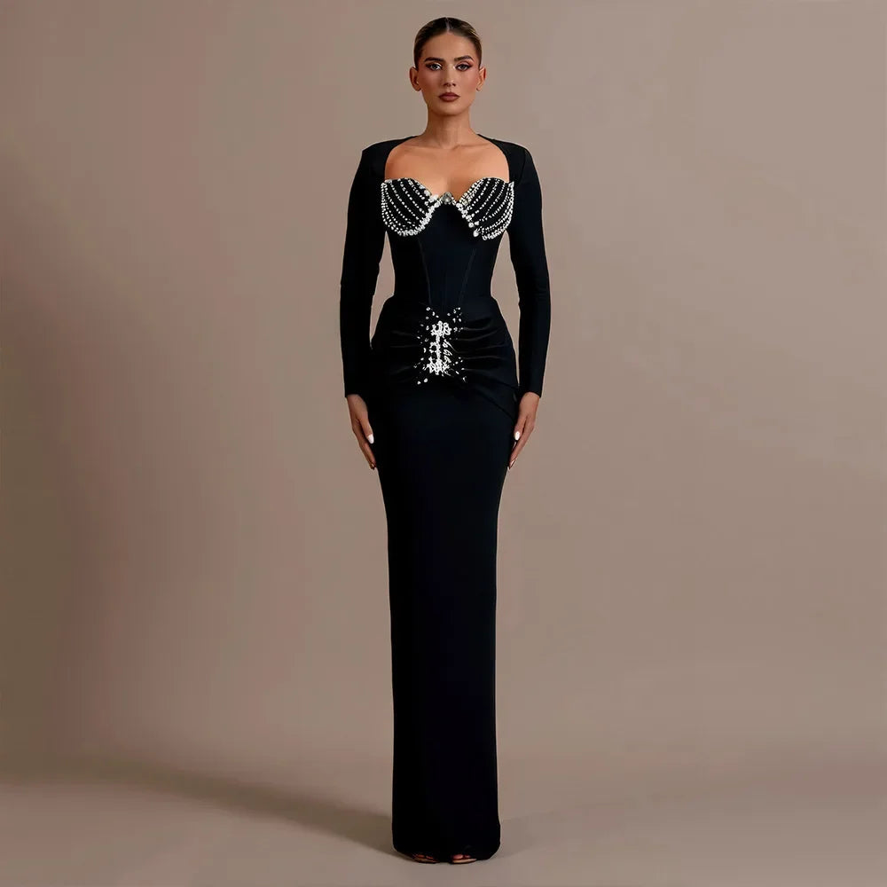 Roxbury Fashionable Long Sleeved Slim Fit Temperament Maxi Dress