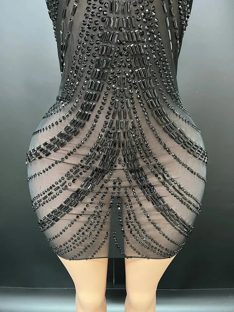 Fairmont Transparent Mesh Black Elegant Mini Dress
