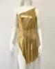 Drexel Hill Metal Fashion Oblique Collar Sequin Slip Anti-Wrinkle Mini Dress