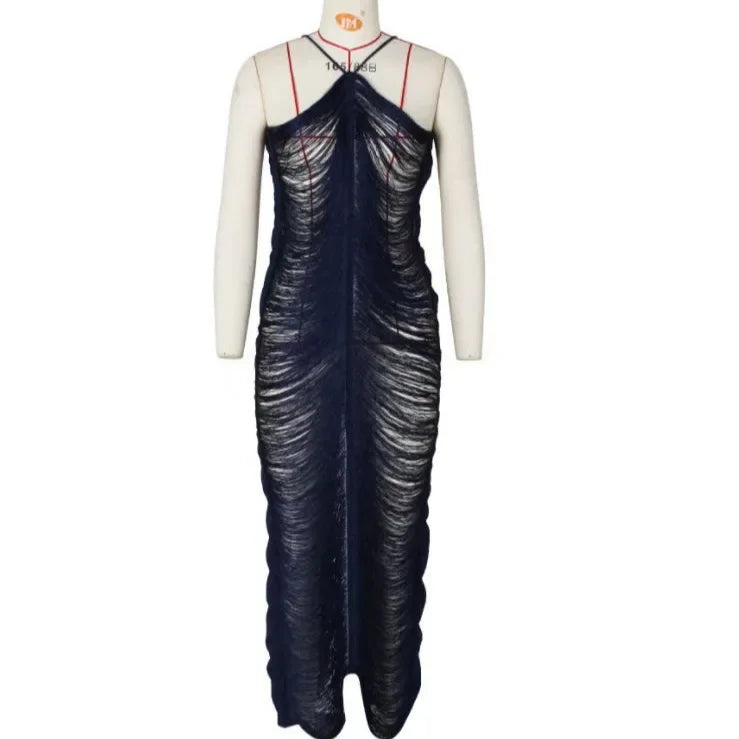 Titusville Fashion Elegant Tassel Back Split Hanging Neck Patchwork Dress