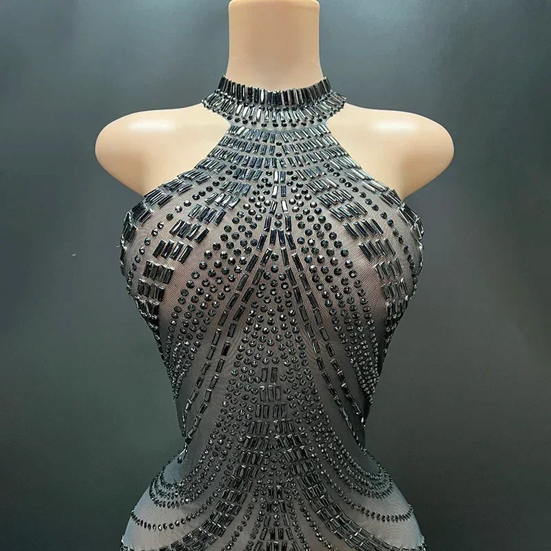 Fairmont Transparent Mesh Black Elegant Mini Dress